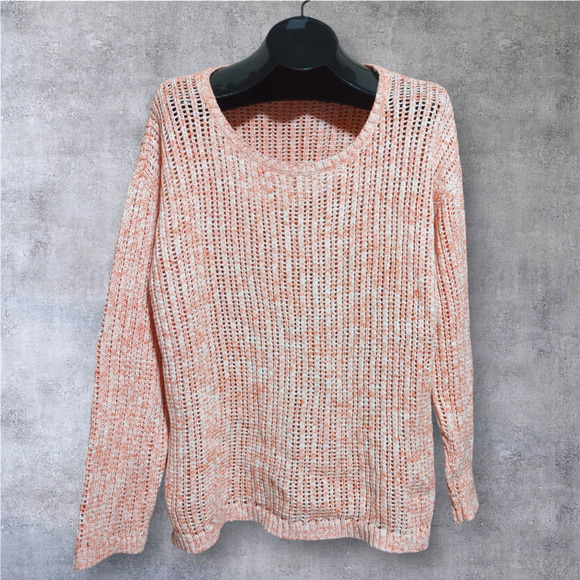 TALBOTS Peachy Orange Loose Knit Casual Round Neck Sweater Women's Size XL - Picture 1 of 8